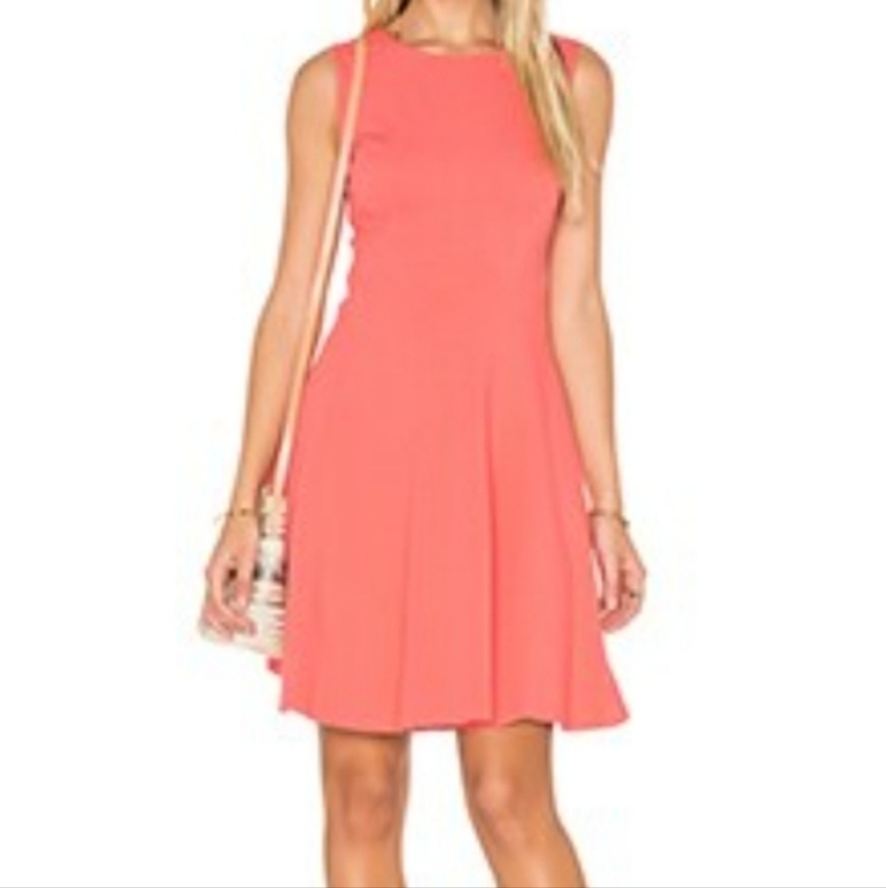 Diane von Furstenberg Citra Ponte Knit Crew Neck Sleeveless Dress in Ocean Coral